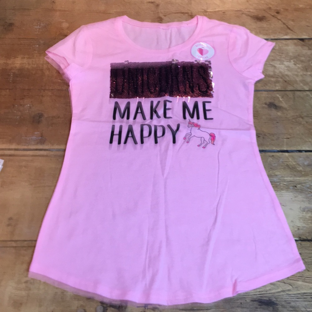 Girls flip sequin unicorn tee girls size 10/12